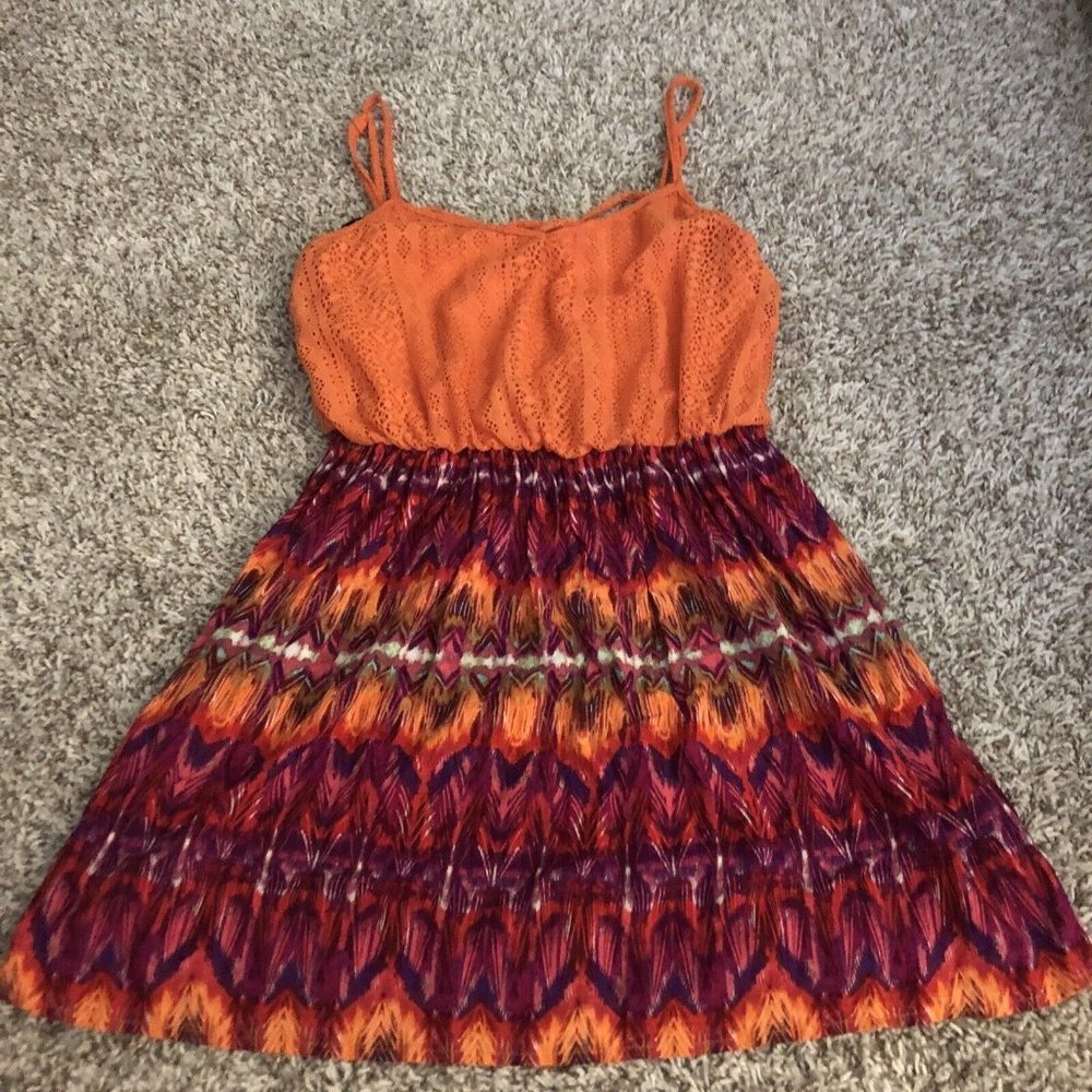 Vintage City Triangles Y2K 2000s Funky Paisley High/Low Mesh Cami Dress Size M